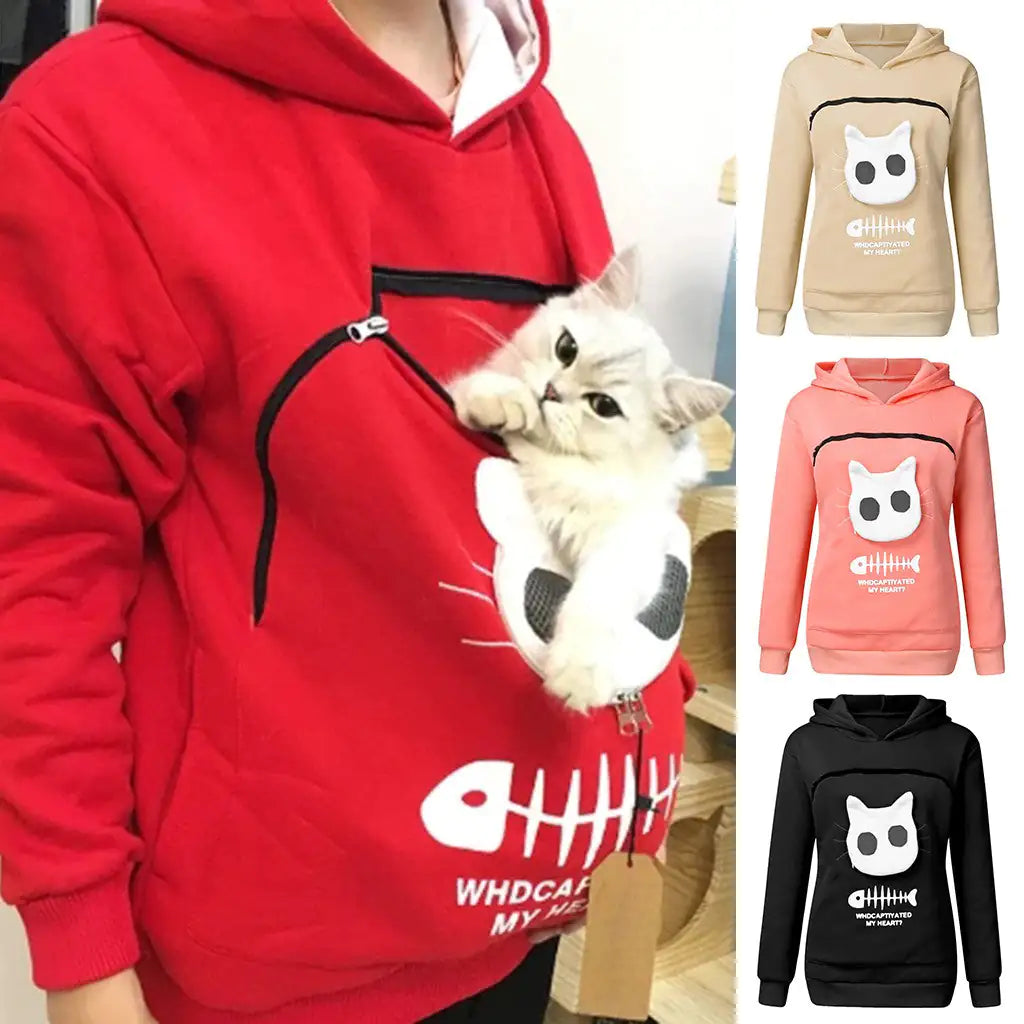 Sudadera con capucha y diseño de bolsillo para mascota y gato