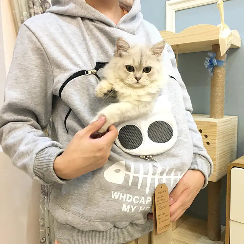 Hoodie Sweatshirt With Cat Pet Pocket Design