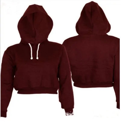 Women's Solid Crop Hoodie